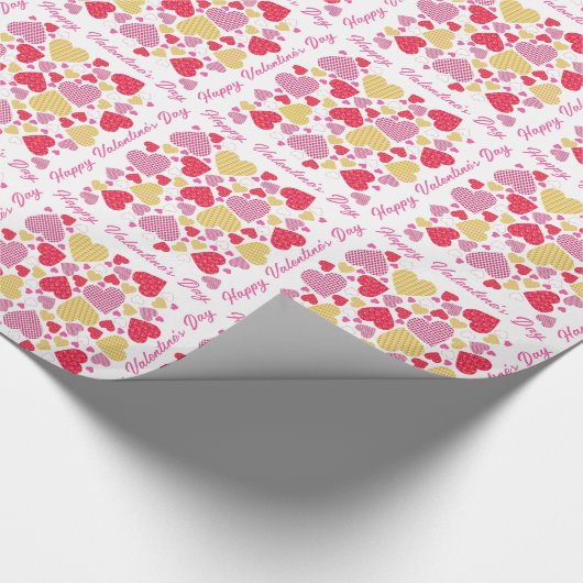 Happy Valentine's Day Colored Heart Collage Geschenkpapier (Ecke)