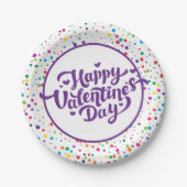 Happy Valentine's Day Colorful Confetti Pappteller (Vorderseite)