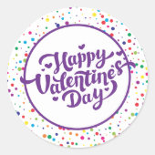 Happy Valentine's Day Colorful Confetti Runder Aufkleber (Vorderseite)