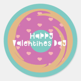 Happy Valentines Day Confetti Herz Marmor Donut Runder Aufkleber