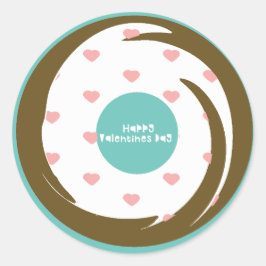 Happy Valentines Day Confetti Herz Marmor Donut Runder Aufkleber