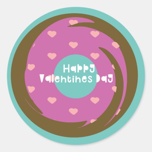 Happy Valentines Day Confetti Herzstück Swirl Donu Runder Aufkleber (Vorderseite)