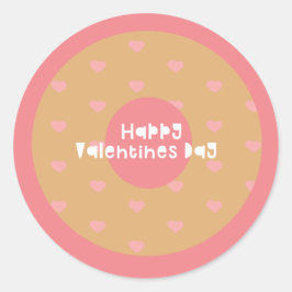 Happy Valentines Day Confetti Polka Hearts Donut Runder Aufkleber