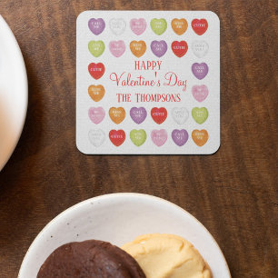 Happy Valentine's Day Conversation Hearts Rechteckiger Pappuntersetzer