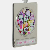 Happy Valentines Day Conversation Hört Foto Kunst Banner-Ornament Silber (Rechts)