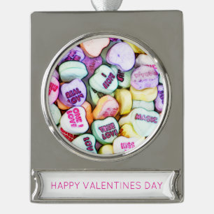 Happy Valentines Day Conversation Hört Foto Kunst Banner-Ornament Silber