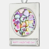 Happy Valentines Day Conversation Hört Foto Kunst Banner-Ornament Silber (Links)