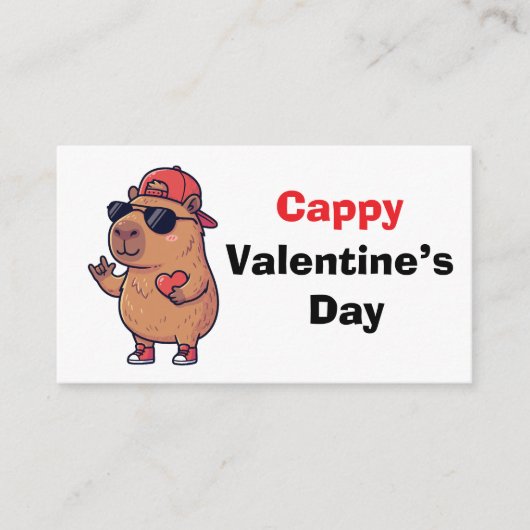 Happy Valentine's Day Cool Capybara Classroom Card Begleitkarte (Vorderseite)