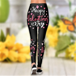 Happy Valentine's Day Cool Pink Hearts Muster Leggings