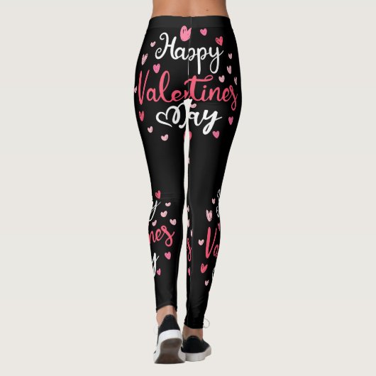 Happy Valentine's Day Cool Pink Hearts Muster Leggings (Rückseite)