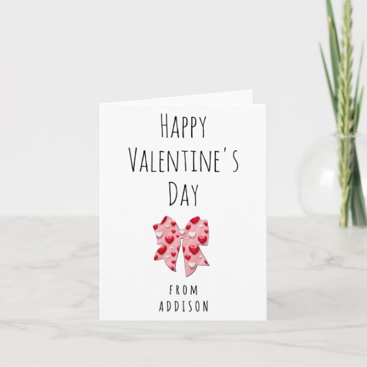 Happy Valentine's Day Coquette Bow Herzmuster Feiertagskarte (Vorderseite)