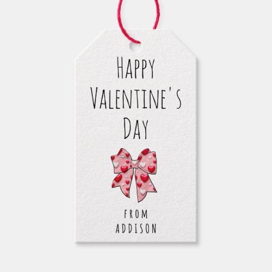 Happy Valentine's Day Coquette Bow Herzmuster Geschenkanhänger (Vorderseite)