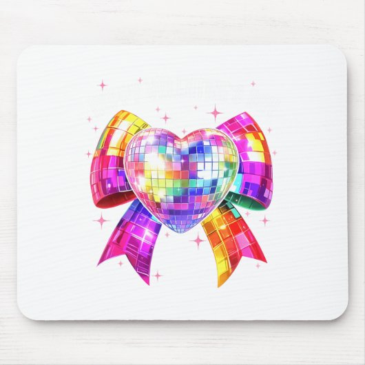 Happy Valentine's Day Coquette Disco Ball Heart Gi Mousepad (Vorne)