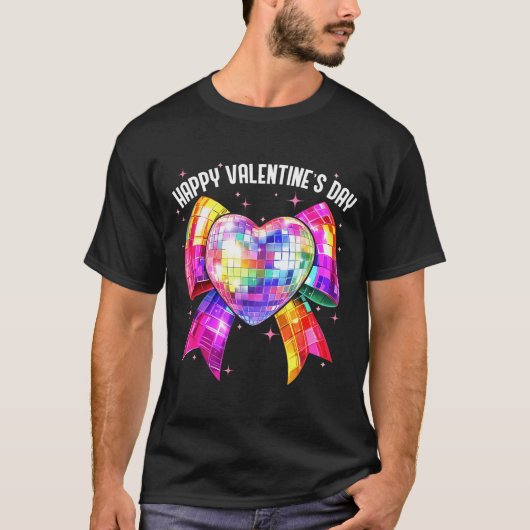 Happy Valentine's Day Coquette Disco Ball Heart Gi T-Shirt (Vorderseite)