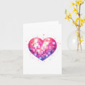 Happy Valentine's Day Coquette Nk Disco Ball Heart Karte (Gelbe Blume)