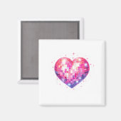Happy Valentine's Day Coquette Nk Disco Ball Heart Magnet (Vorderseite/Rückseite)