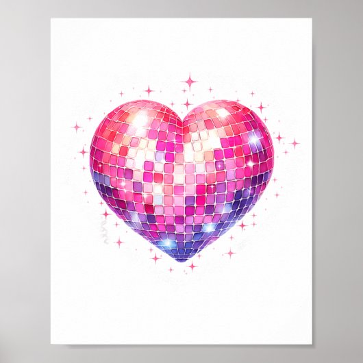 Happy Valentine's Day Coquette Nk Disco Ball Heart Poster (Vorne)