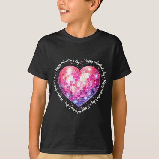 Happy Valentine's Day Coquette Nk Disco Ball Heart T-Shirt (Vorderseite)