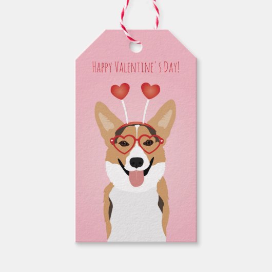 Happy Valentines Day Corgi Dog Geschenkanhänger (Vorderseite)
