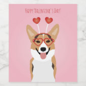 Happy Valentines Day Corgi Dog Weinetikett (Einzelnes Label)