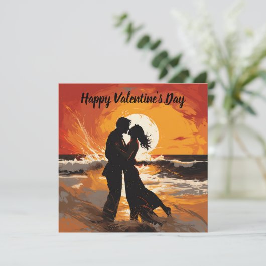 Happy Valentine's Day Couple Feiertagskarte (Stehend Vorderseite)