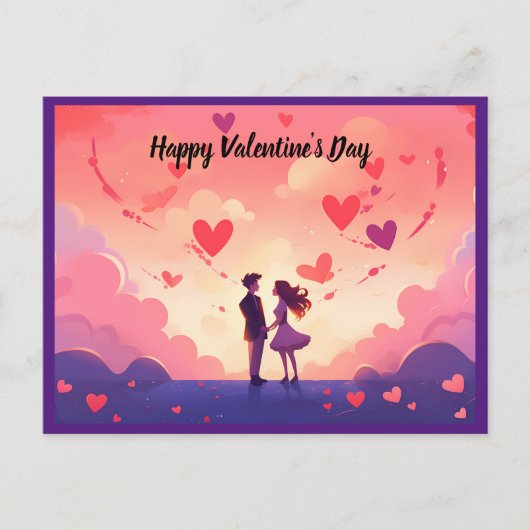 Happy Valentine's Day Couple Feiertagspostkarte (Vorderseite)