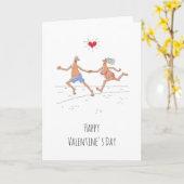 Happy Valentine's Day Couple Lovers Beach Heart Karte (Gelbe Blume)