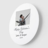 Happy Valentine's day couple photo modern simple t Große Wanduhr (Winkel)