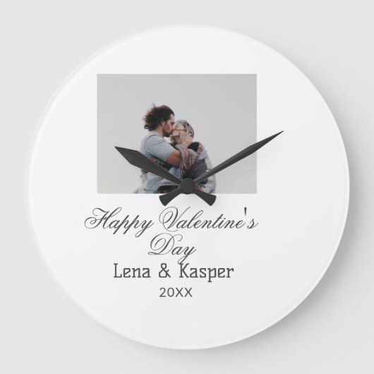 Happy Valentine's day couple photo modern simple t Große Wanduhr (Vorderseite)