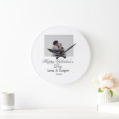 Happy Valentine's day couple photo modern simple t Große Wanduhr (Zuhause)