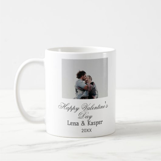 Happy Valentine's day couple photo modern simple t Kaffeetasse (Links)