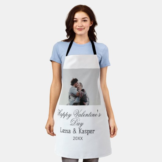 Happy Valentine's day couple photo modern simple t Schürze (Getragen)