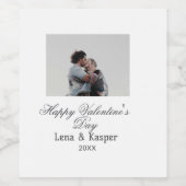 Happy Valentine's day couple photo modern simple t Weinetikett (Einzelnes Label)