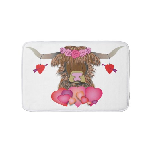 Happy Valentines Day Cow Badematte (Vorderseite)