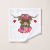 Happy Valentines Day Cow Badhandtuch Set (Waschlappen)