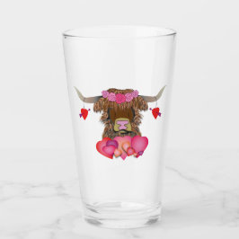 Happy Valentines Day Cow Glas