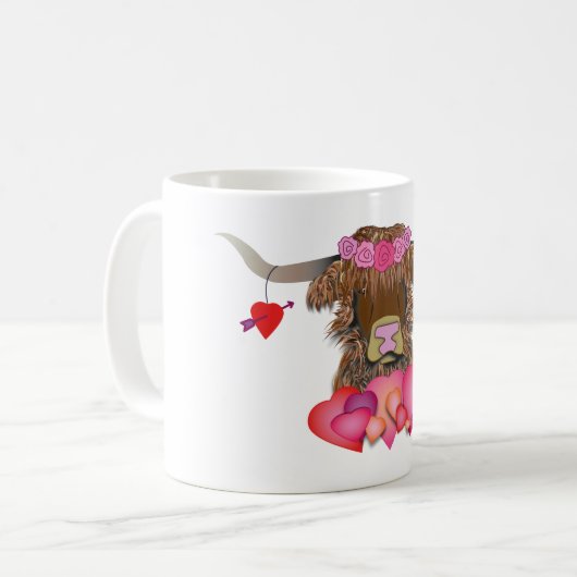 Happy Valentines Day Cow Kaffeetasse (Vorderseite Links)
