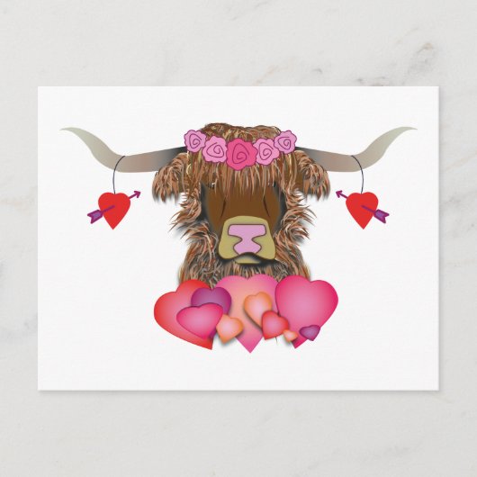 Happy Valentines Day Cow Postkarte (Vorderseite)