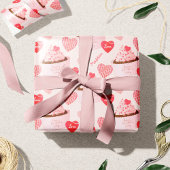 Happy Valentine's Day Cupcake and Hearts Pattern Geschenkpapier