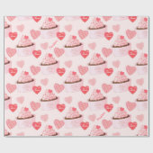 Happy Valentine's Day Cupcake and Hearts Pattern Geschenkpapier (Flach)