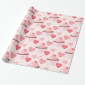 Happy Valentine's Day Cupcake and Hearts Pattern Geschenkpapier (Ungerollt)