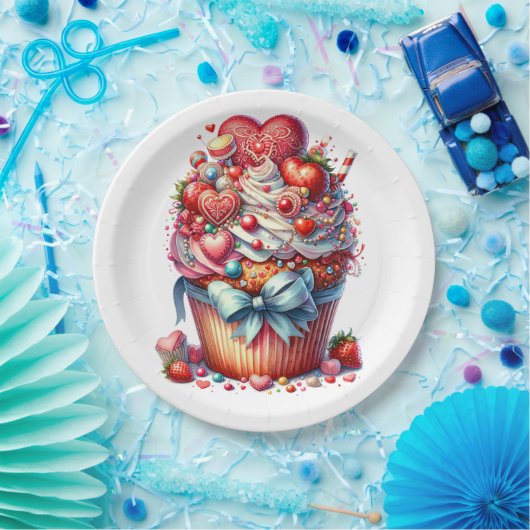 Happy Valentines Day Cupcake Pappteller (Party)