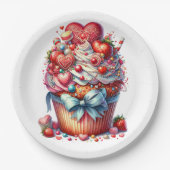 Happy Valentines Day Cupcake Pappteller (Vorderseite)