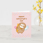 Happy Valentine's Day Cupid Sloth Card Karte (Gelbe Blume)
