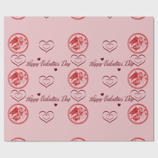 Happy Valentines Day Cupid Wrapping Paper Geschenkpapier (Flach)