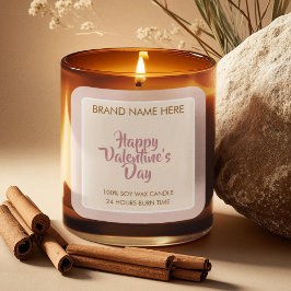 Happy Valentine's Day Custom Candle Labels  Quadratischer Aufkleber