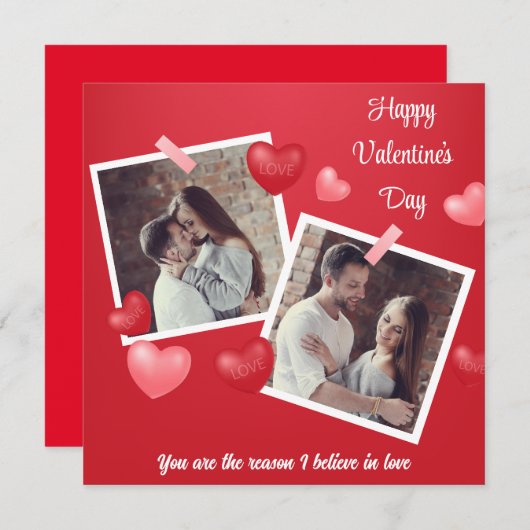 Happy Valentine's Day Custom Foto and Text Ankündigung (Vorne/Hinten)