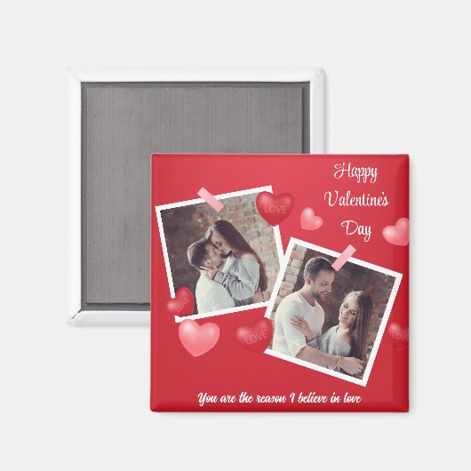 Happy Valentine's Day Custom Foto and Text Magnet (Vorderseite/Rückseite)