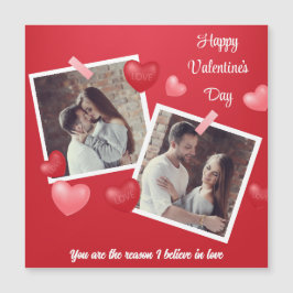 Happy Valentine's Day Custom Foto and Text Magnetkarte