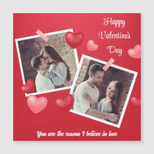 Happy Valentine's Day Custom Foto and Text Magnetkarte